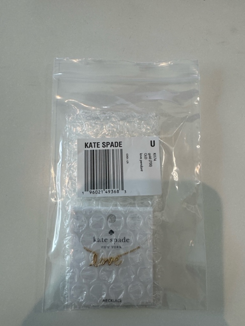 Brand new Kate Spade gold 'love' scripted pendant necklace - Picture 5 of 5